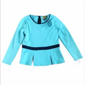 Nicole Miller aqua lit textured knit top